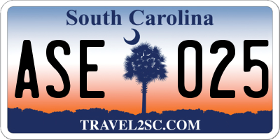 SC license plate ASE025