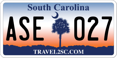 SC license plate ASE027