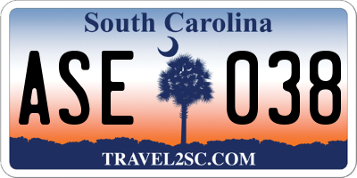 SC license plate ASE038