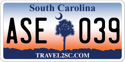 SC license plate ASE039