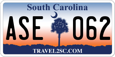 SC license plate ASE062