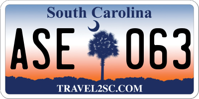 SC license plate ASE063