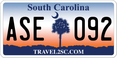 SC license plate ASE092