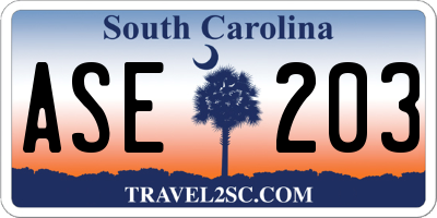 SC license plate ASE203