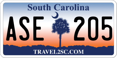 SC license plate ASE205