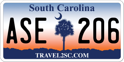 SC license plate ASE206