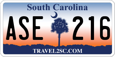 SC license plate ASE216