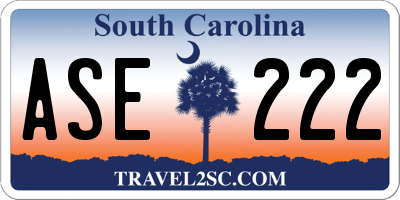 SC license plate ASE222