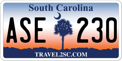 SC license plate ASE230