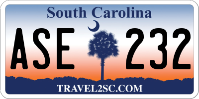 SC license plate ASE232