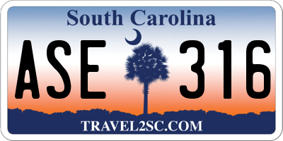 SC license plate ASE316