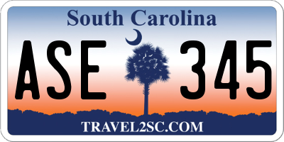 SC license plate ASE345