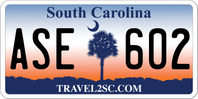 SC license plate ASE602