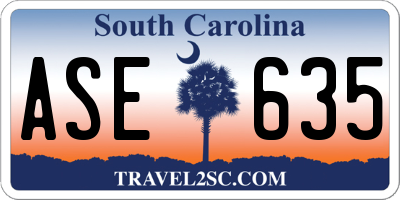 SC license plate ASE635