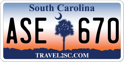 SC license plate ASE670