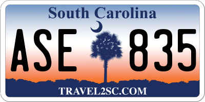 SC license plate ASE835