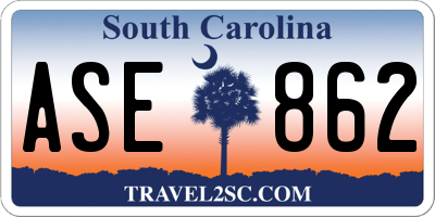 SC license plate ASE862