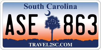 SC license plate ASE863