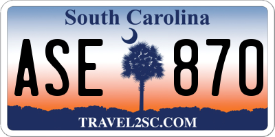 SC license plate ASE870