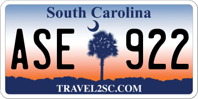 SC license plate ASE922