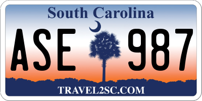 SC license plate ASE987