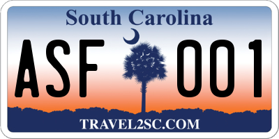 SC license plate ASF001