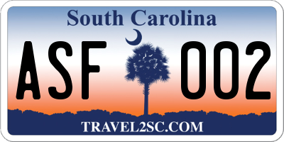 SC license plate ASF002