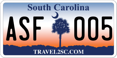 SC license plate ASF005