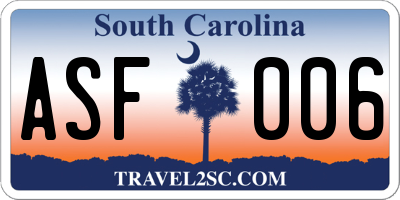 SC license plate ASF006