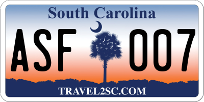 SC license plate ASF007