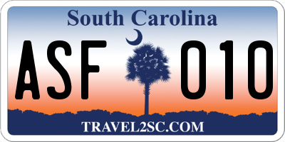 SC license plate ASF010