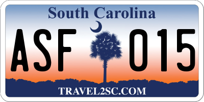 SC license plate ASF015
