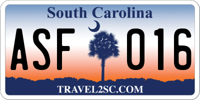 SC license plate ASF016