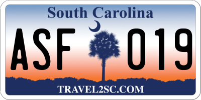 SC license plate ASF019