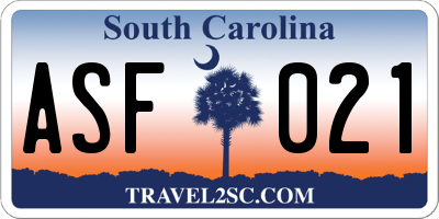 SC license plate ASF021