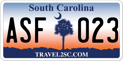 SC license plate ASF023