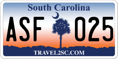 SC license plate ASF025