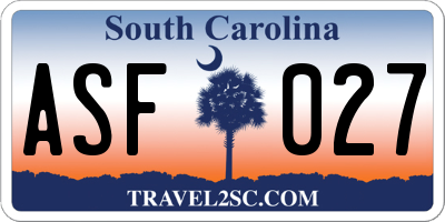 SC license plate ASF027