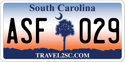 SC license plate ASF029