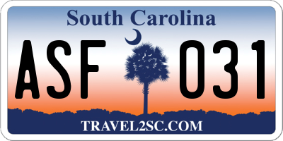 SC license plate ASF031