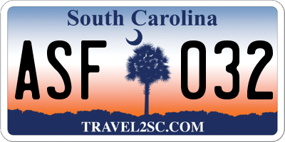 SC license plate ASF032
