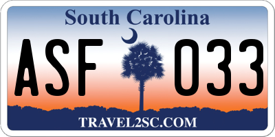 SC license plate ASF033