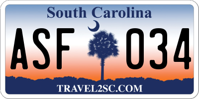 SC license plate ASF034