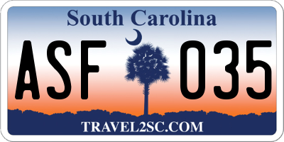 SC license plate ASF035