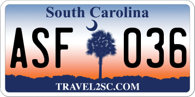 SC license plate ASF036