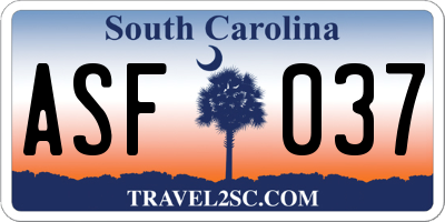 SC license plate ASF037