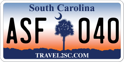 SC license plate ASF040