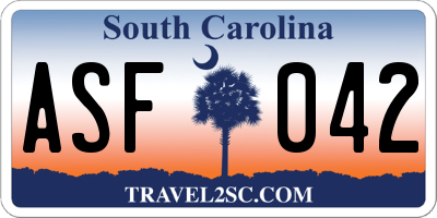 SC license plate ASF042