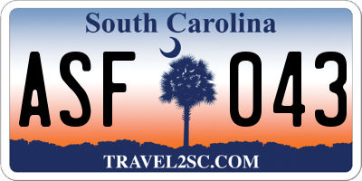 SC license plate ASF043
