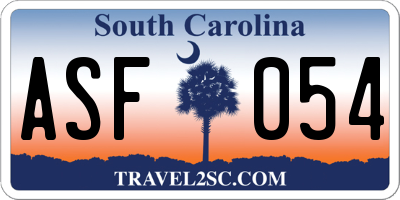 SC license plate ASF054